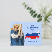 Sint-Andrew met vlag-Kaart van Rusland Feast Day Briefkaart (Staand voorkant)