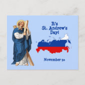 Sint-Andrew met vlag-Kaart van Rusland Feast Day Briefkaart (Voorkant)