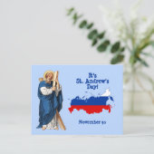 Sint-Andrew met vlag-Kaart van Rusland Feast Day Briefkaart (Staand voorkant)