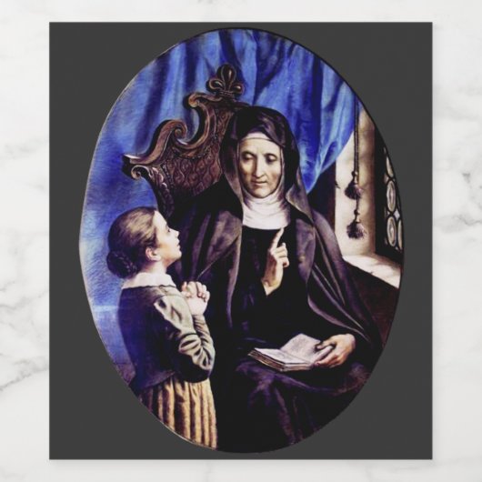 Sint Angela Merici Maagd en stichteres Wijn Etiket (Enkel label)