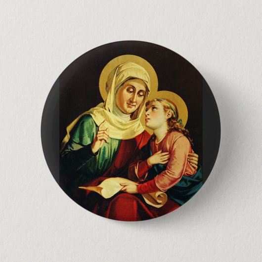 Sint Anna en de Maagd Maria Ronde Button 5,7 Cm (Voorkant)
