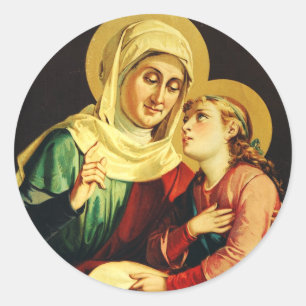 Sint Anna en de Maagd Maria Ronde Sticker