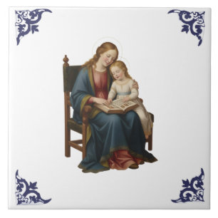 Sint-Anna onderwijst Maria religieus Tegeltje