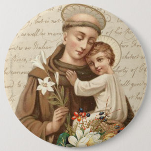 Sint-Anthony Kind Jesus Floral Religieuze Ronde Button 6,0 Cm