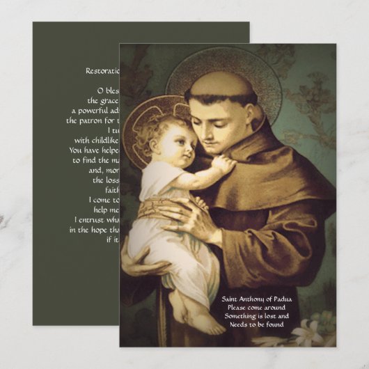Sint Anthony Restauratie Gebed van Verloren Items Feestdagenkaart (Voorkant / Achterkant)