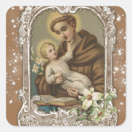 Sint Antonius Baby Jezus Katholieke priester C Vierkante Sticker