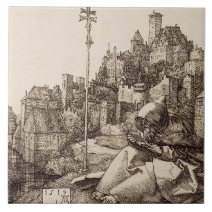 Sint-Antonius lezend van Albrecht Dürer Tegeltje