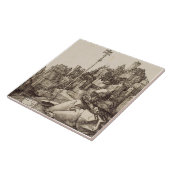 Sint-Antonius lezend van Albrecht Dürer Tegeltje (Zijkant)