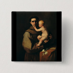 Sint-Antonius van Padua door Luca Giordano Vierkante Button 5,1 Cm