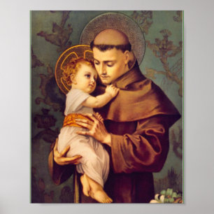 Sint Antonius van Padua met Baby Jesus Poster Prin