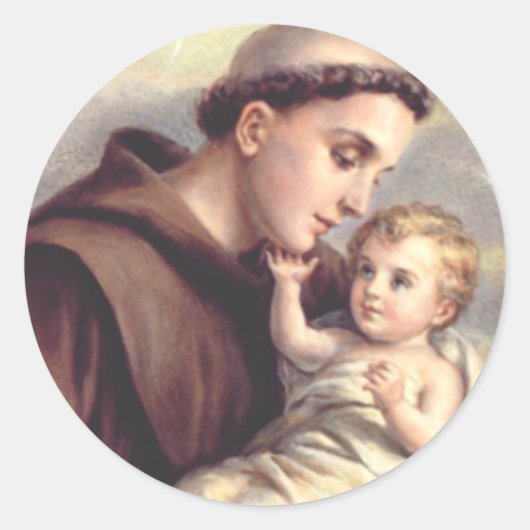 Sint-Antonius van Padua Ronde Sticker (Voorkant)