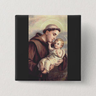 Sint-Antonius van Padua Vierkante Button 5,1 Cm