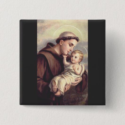 Sint-Antonius van Padua Vierkante Button 5,1 Cm (Voorkant)