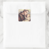 Sint-Antonius van Padua Vierkante Sticker (Tas)