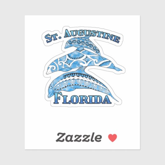 Sint Augustine Florida Vacation Tribal Dolphins Sticker (Vel)