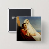 Sint Augustinus en Sint Monica Vierkante Button 5,1 Cm (Voorkant /achterkant)