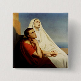 Sint Augustinus en Sint Monica Vierkante Button 5,1 Cm