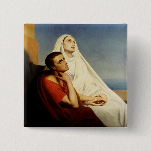 Sint Augustinus en Sint Monica Vierkante Button 5,1 Cm (Voorkant)