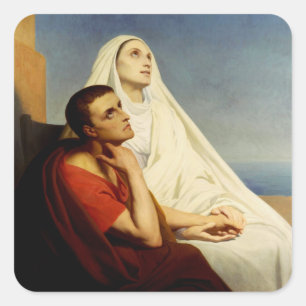 Sint Augustinus en Sint Monica Vierkante Sticker