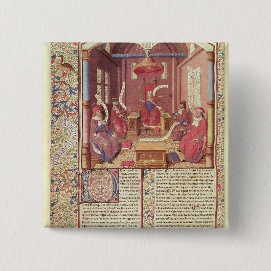 Sint-Augustinus, Epicurus, Zeno, Antiochus & Vierkante Button 5,1 Cm (Voorkant)