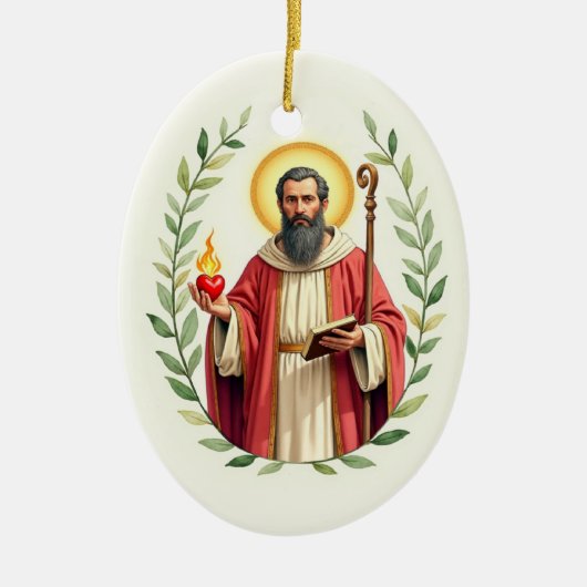Sint Augustinus van Hippo Gods Vrede en Zegeningen Keramisch Ornament (Voorkant)