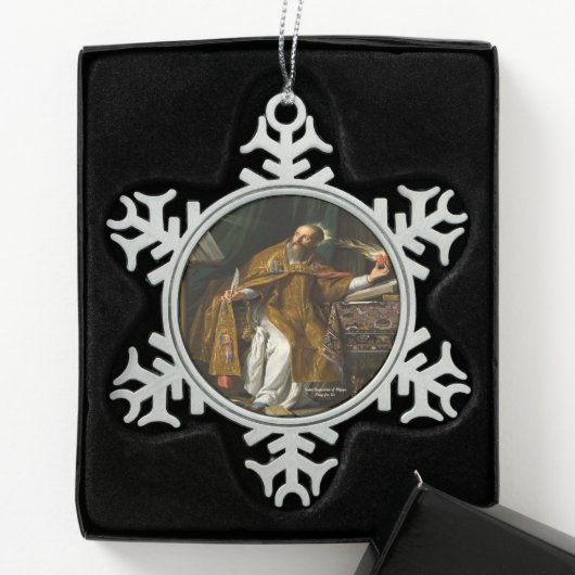 Sint Augustinus van Hippo Tin Sneeuwvlok Ornament (Kistje)