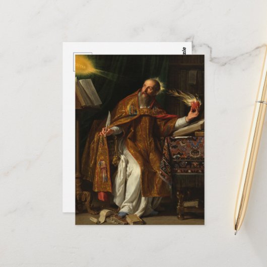 Sint Augustinus van Philippe de Champaigne Briefkaart (Voorkant / Achterkant in situ)