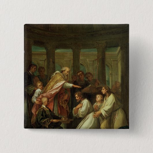 Sint-Augustinus Vierkante Button 5,1 Cm (Voorkant)