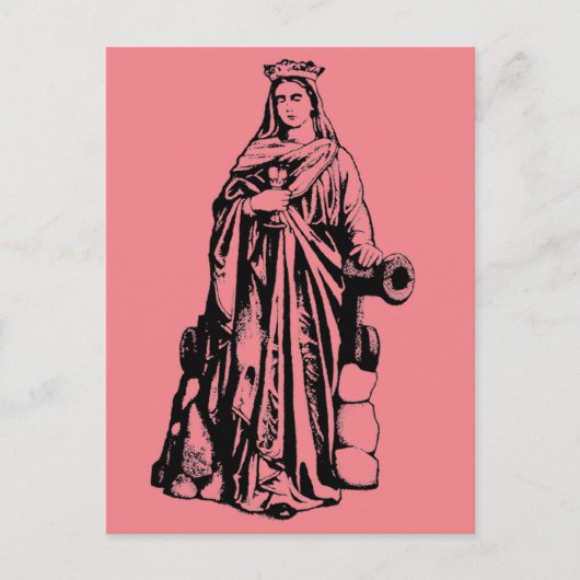 Sint Barbara de Grote Martelaar Heilige Grafische Briefkaart (Voorkant)