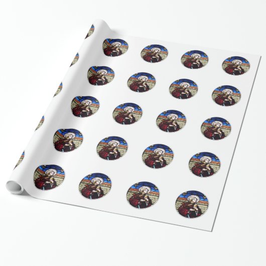 Sint Barbara Glas in lood Window Wrapping Paper Cadeaupapier (Uitgerold)