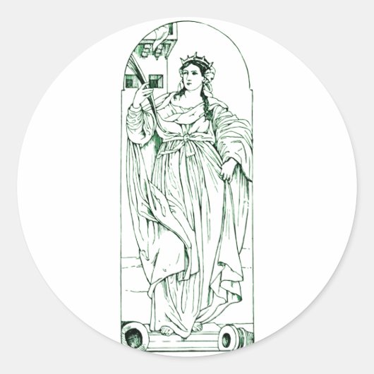 Sint Barbara Maagd en martelares Ronde Sticker (Voorkant)