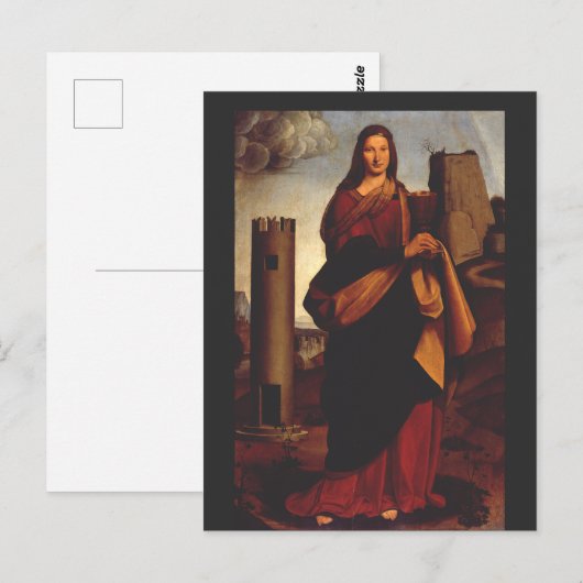 Sint Barbara van Giovanni Antonio Bolverkeer Briefkaart (Voorkant / Achterkant)