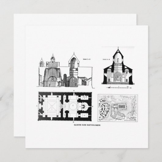Sint-Bartholomew klooster, verdieping en dwarsplan (Voorkant / Achterkant)