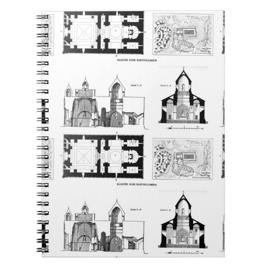 Sint-Bartholomew klooster, verdieping en dwarsplan Notitieboek (Voorkant)