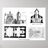 Sint-Bartholomew klooster, verdieping en dwarsplan Poster (Voorkant)