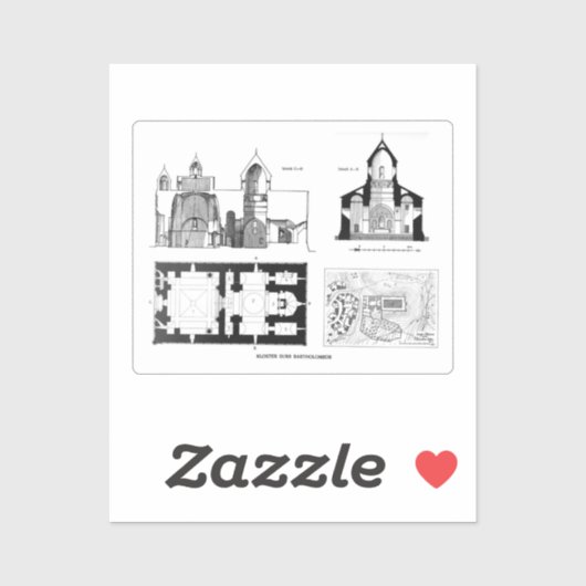 Sint-Bartholomew klooster, verdieping en dwarsplan Sticker (Vel)