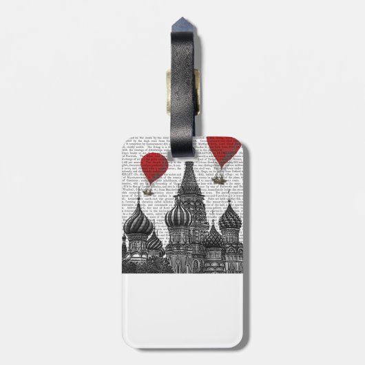 Sint-Basilkathedraal en Rode heteluchtballonnen Bagagelabel (Achterkant verticaal)