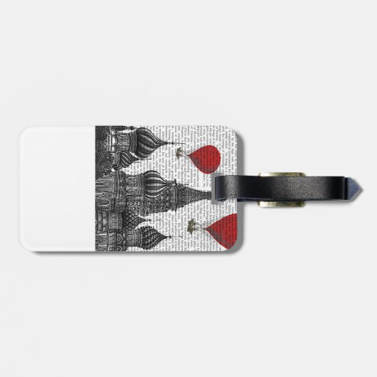 Sint-Basilkathedraal en Rode heteluchtballonnen Bagagelabel (Achterkant horizontaal)