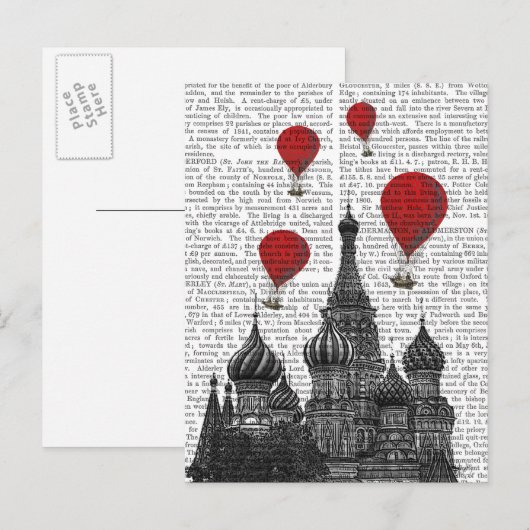 Sint-Basilkathedraal en Rode heteluchtballonnen Briefkaart (Voorkant / Achterkant)