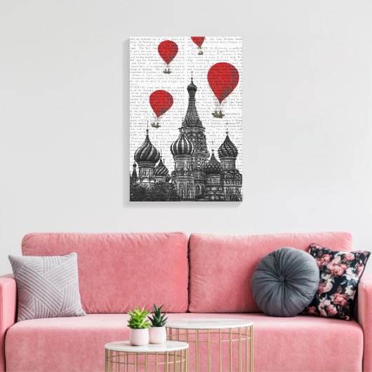 Sint-Basilkathedraal en Rode heteluchtballonnen Canvas Afdruk (Insitu (Woonkamer))
