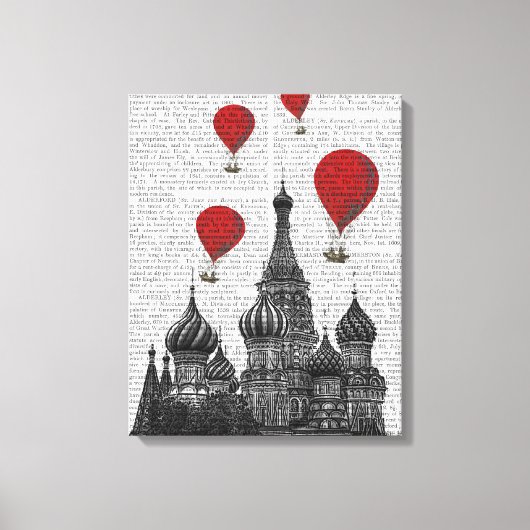 Sint-Basilkathedraal en Rode heteluchtballonnen Canvas Afdruk (Voorkant)