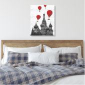 Sint-Basilkathedraal en Rode heteluchtballonnen Canvas Afdruk (Insitu (Slaapkamer))