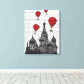Sint-Basilkathedraal en Rode heteluchtballonnen Canvas Afdruk (Insitu (Houten vloer))