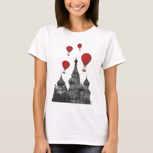 Sint-Basilkathedraal en Rode heteluchtballonnen T-shirt (Voorkant)