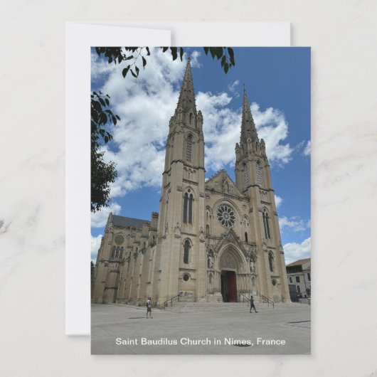 Sint-Baudilus-kerk in Nimes, Frankrijk, op een Feestdagenkaart (Voorkant)