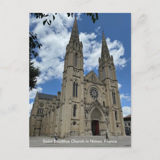 Sint-Baudilus-kerk in Nimes, Frankrijk, op een Feestdagenkaart (Voorkant)