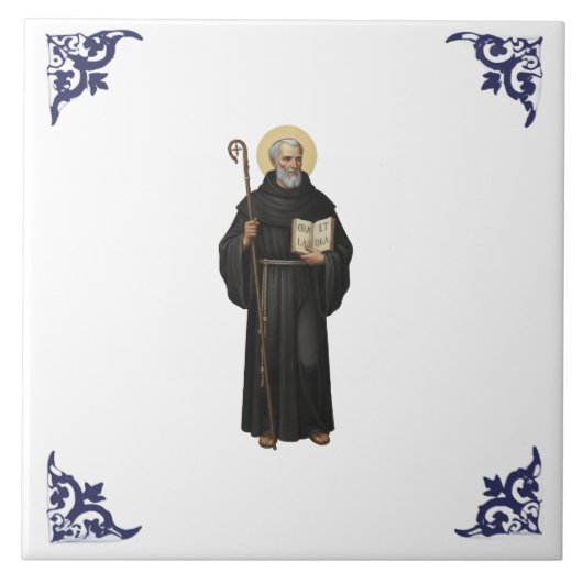 Sint-Benedictus Religieus Christen Tegeltje (Voorkant)