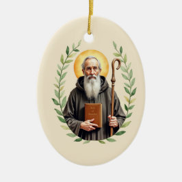 Sint Benedictus van Nursia Gods Vrede en Zegeninge Keramisch Ornament