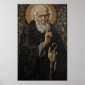 Sint Benedictus van Nursia Iconic Art Poster (Voorkant)