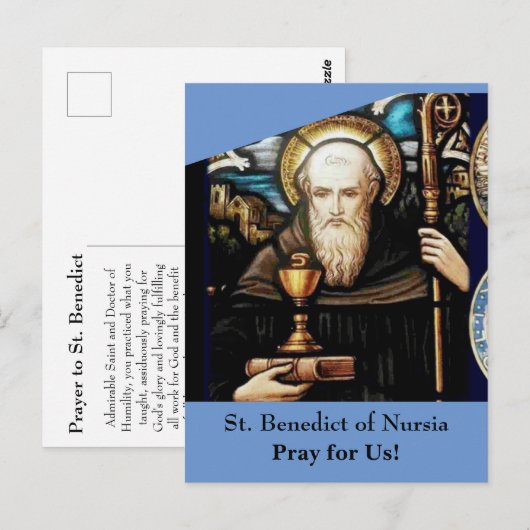 Sint Benedictus van Nursia Kaart (Voorkant / Achterkant)